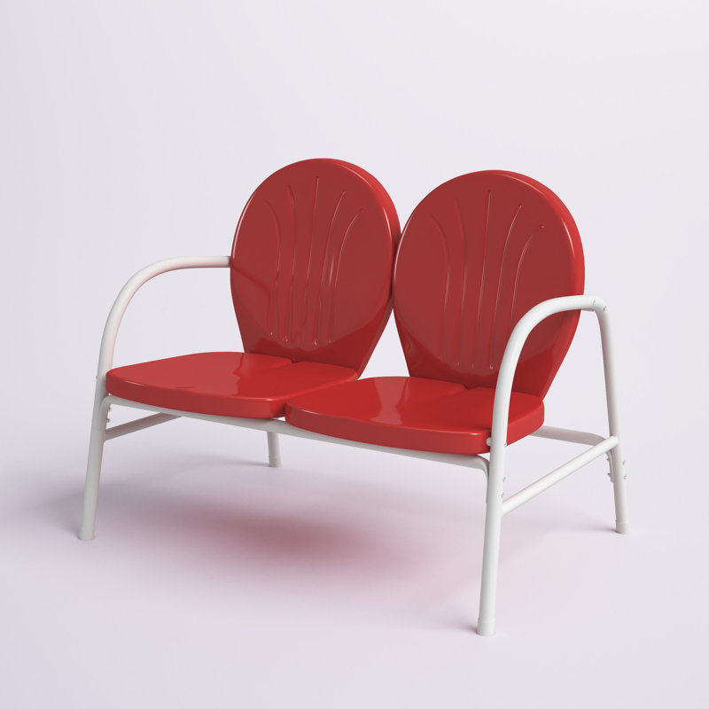 Alannah 41.8'' Wide Metal Loveseat, Bright Red Gloss