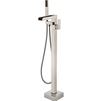 Robinet de baignoire à fixation au sol avec design en cascade et robinet de salle de bain avec bec de douche de 59 po inclus