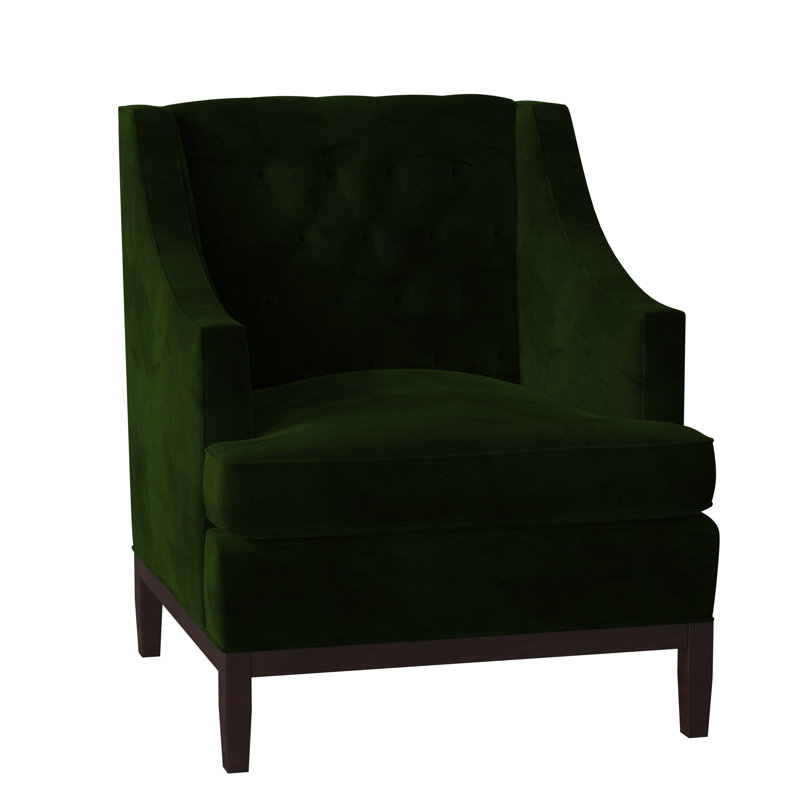 Carmel Tufted Armchair, Gray, Black Walnut
