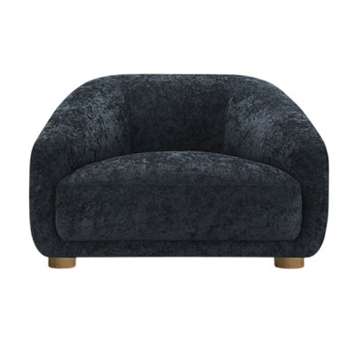 Oliver Accent Chair With Round Back Sloped Arms, Soft Black Chenille