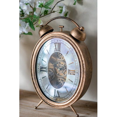 Analog Glass Mechanical Tabletop Clock in Gold