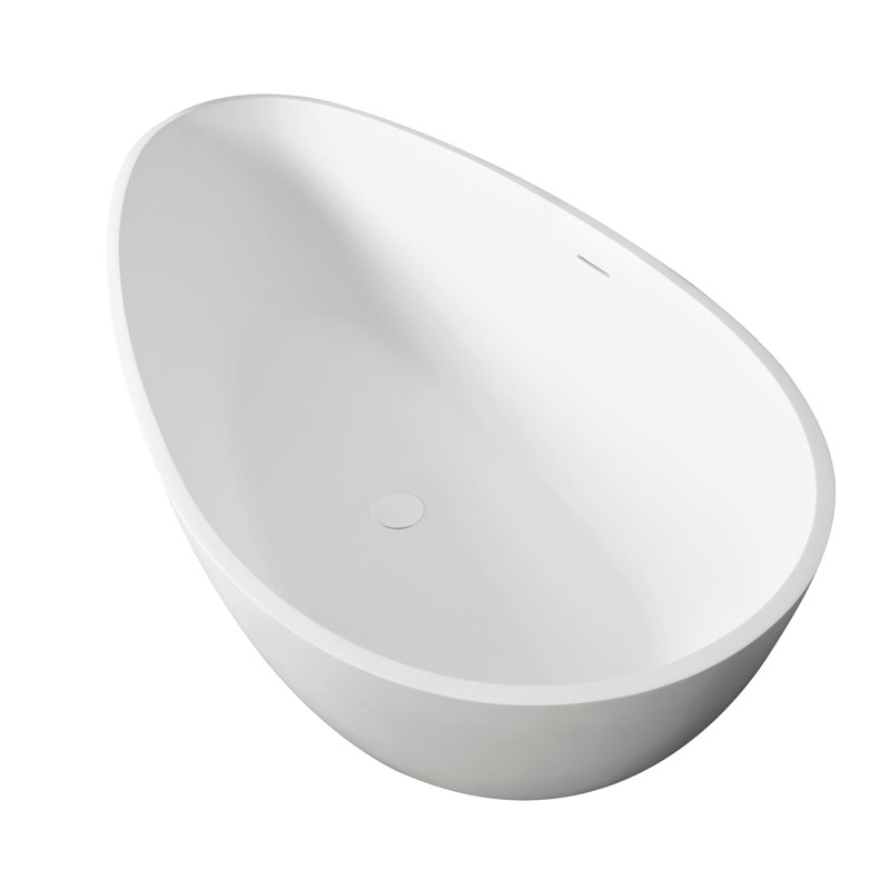 Baignoire de trempage autoportante à surface solide de 66,9 pouces pour salle de bain, Blanc