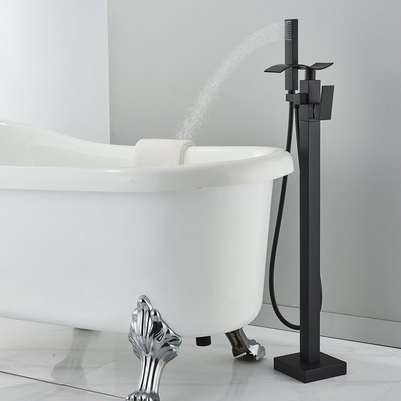 Floor Freestanding Tub Filler with Diverter, Oil Rubber Bronze