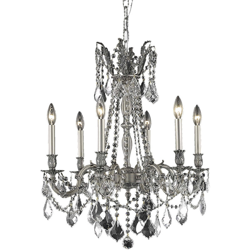 Ashmin Crystal Dimmable Classic / Traditional Chandelier, Pewter/Royal Cut
