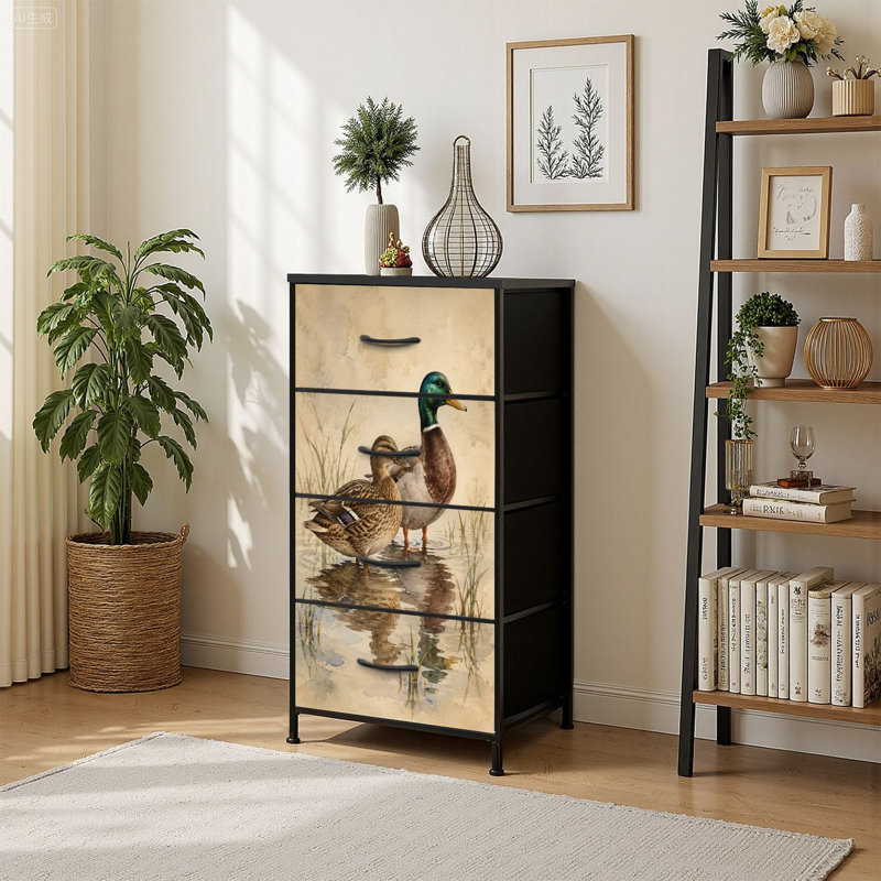 Commode à 4 tiroirs avec tiroirs verticaux