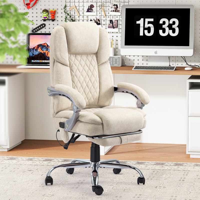 Katrein Ergonomic Heated Massage Executive Chair, Beige