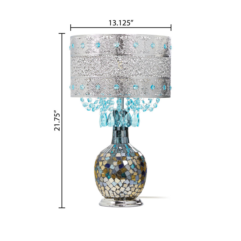 Betton 22"H Turquoise and Silver Mosaic Table Lamp