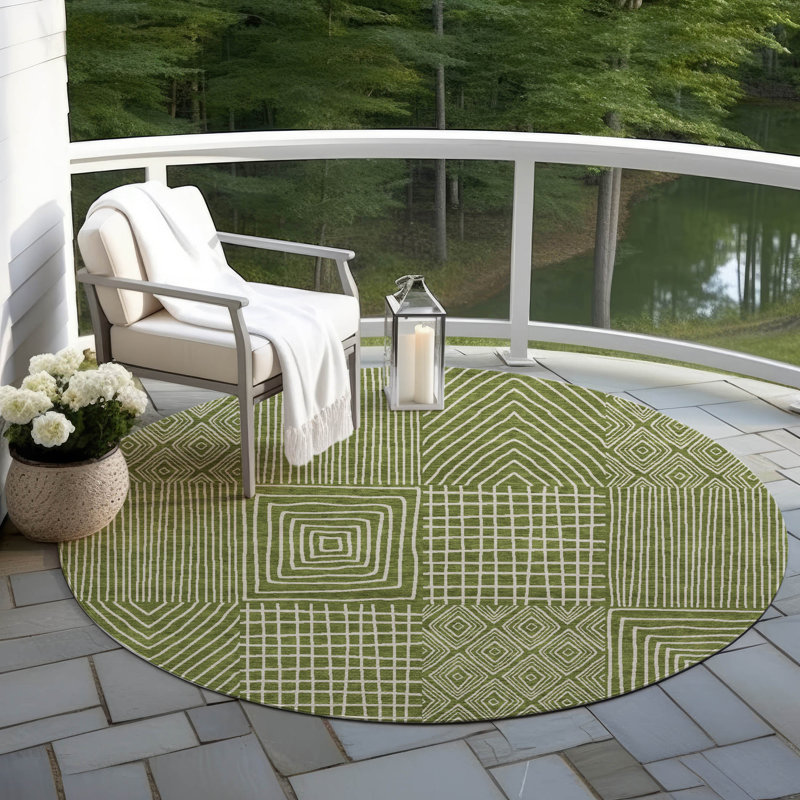  Tapis vert intérieur / extérieur lavable à la machine Chantille ACN990, Rond 8 pi