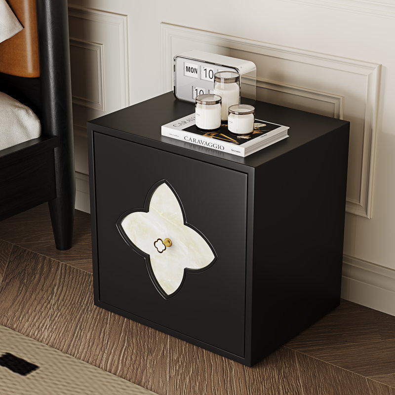 19.7'' W Nightstand With Storage, Bedside Table, Accent Cabinet With Door, Black
