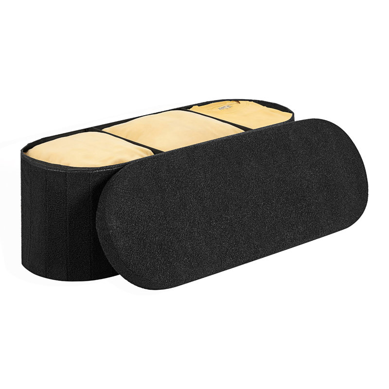 Banc de rangement repose-pieds ovale, banc de bout pliable, Noir