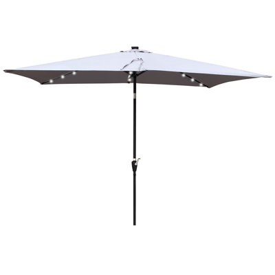 10' X 6.5' Rectangular Solar LED Patio Umbrella With Tilt And Crank For Garden And Pool | Gift Idea