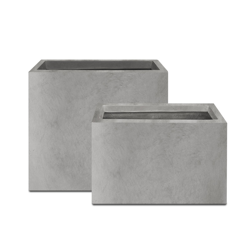 Ensemble de pots à fleurs longs rectangulaires en béton léger avec trou de drainage de 23,6 po et 19,4 po Wurster