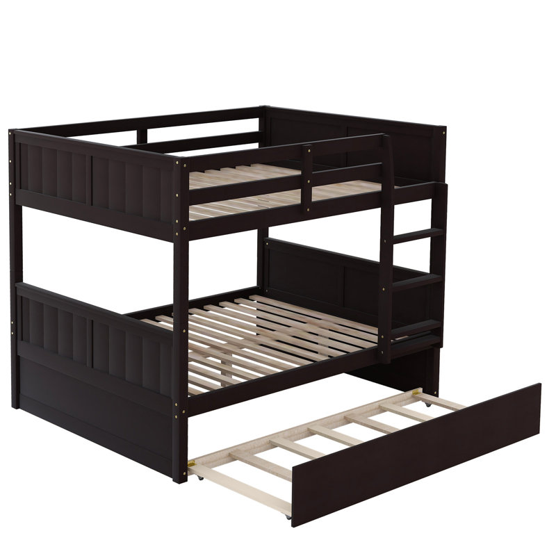 Full Over Bunk Bed With Adjustable Twin Trundle - Customizable Comfort In Meets Family Needs, Espresso