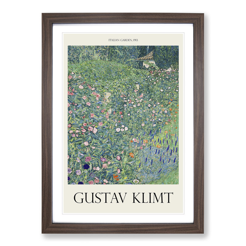 Italian Garden by Gustav Klimt - Picture Frame Art Prints, 65cm H x 48cm W x 2cm D, Walnut Framed Framed