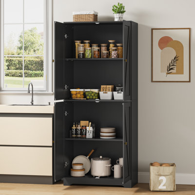 72" Tall Kitchen Pantry, Farmhouse Storage Cabinet