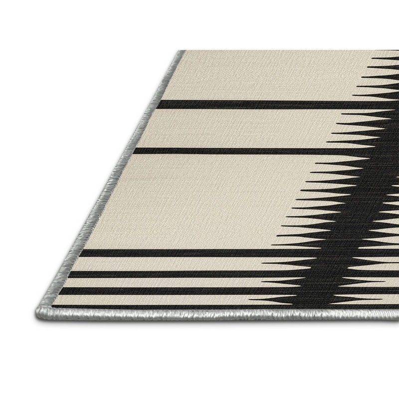  Tapis lavable rayé gris anthracite lavable, Rectangle 5 pi x 7 pi