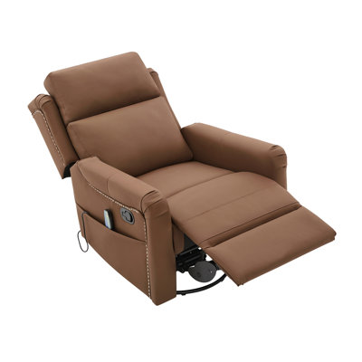 Modern Manual Recliner Swivel Rocking Recliner Massage Recliner Chair with 8-Point Massage with Heating and Storage Pocket for Living Room and Home Theater