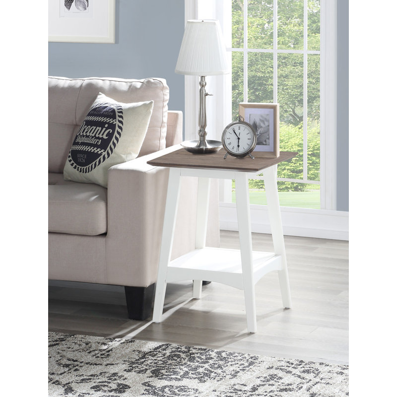 Table de bout avec tablette 18 po Talmadge, Bois flotté / Blanc, H 24 po x l 18 po