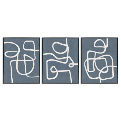 «Squiggles on Grey», ensemble de 3 giclées sur papier par Nina Blue