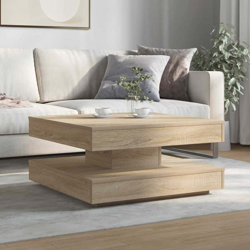 Coffee Table with Storage, Sonoma Oak, 34.5" H x 70" L x 70" W