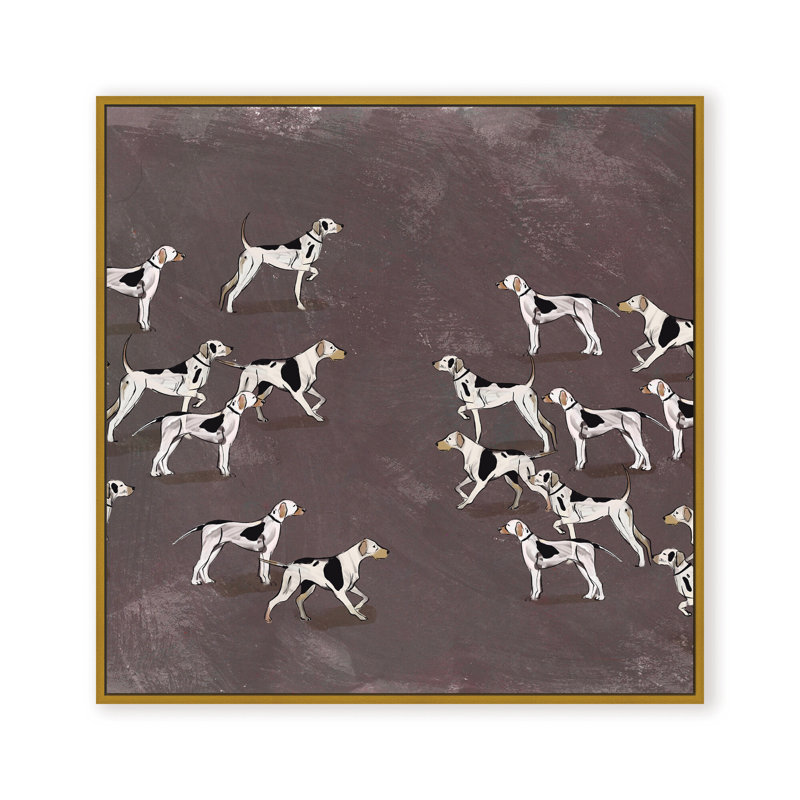 Nature Inspired Modern Ensemble: Sleek Hound Soirée, 48" H x 48" W, Black, Framed Print