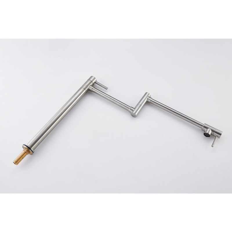 Extension Pot Filler Faucet - 360 Rotating And Foldable, Brushed Nickel Design, Brass Structure, Double Handles For Effortless Water Handling With Rotation Foldable Function, Elegance, Construction,