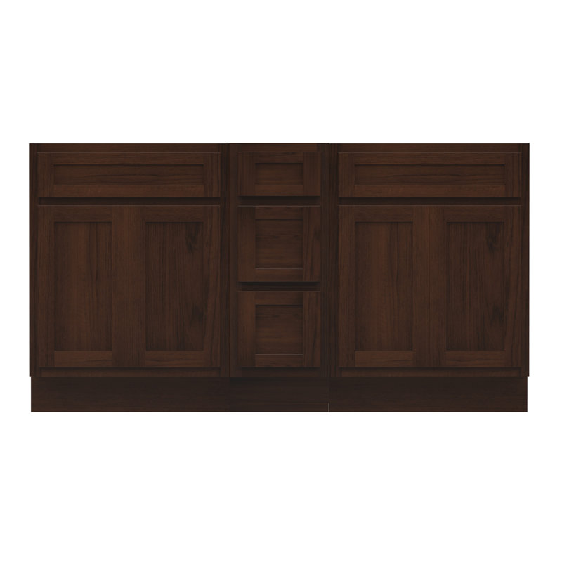 Base de meuble-lavabo double 60 po seulement, Brun