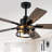 52 Inch Industrial Caged Ceiling Fan With Lights And Remote, Farmhouse Silent Reversible DC Motor Black Chandelier Ceiling Fan For Bedroom