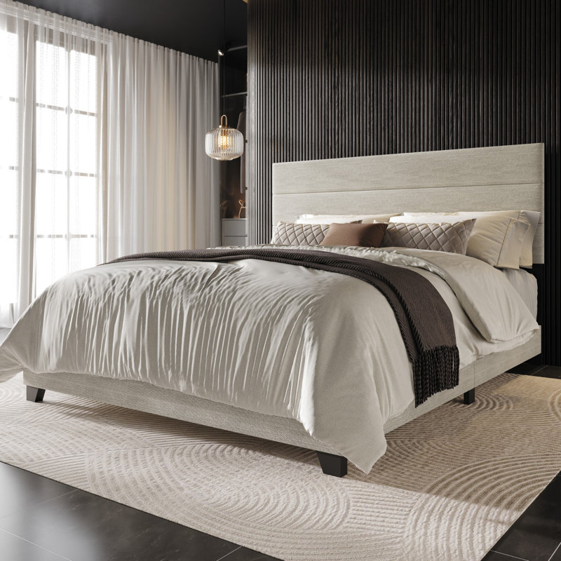 Lit tapissier standard, Double, Gris chaleureux