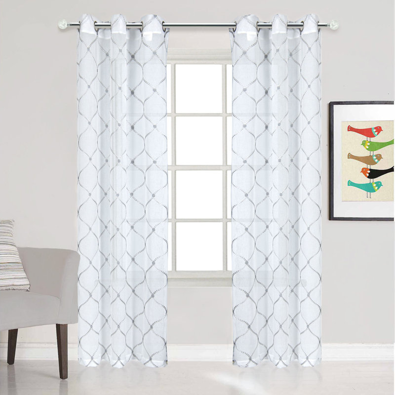 Paire de rideaux transparents avec œillets, Argent