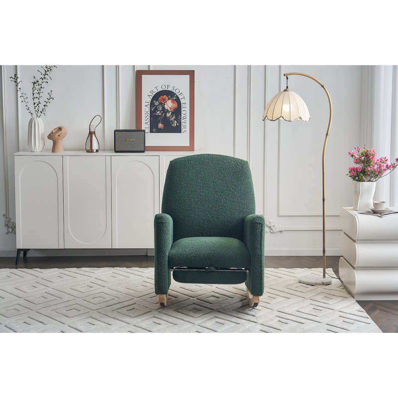 Fabric Nursery Rocking Chair With Adjustable Footrest, Green