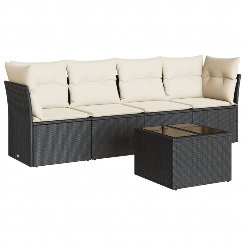 Ensemble de canapé de jardin Vidaxl noir, blanc crème