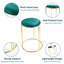 Petit tabouret vert léger avec cadre doré, ensemble de 2, siège en tissu compact, décoration de salon