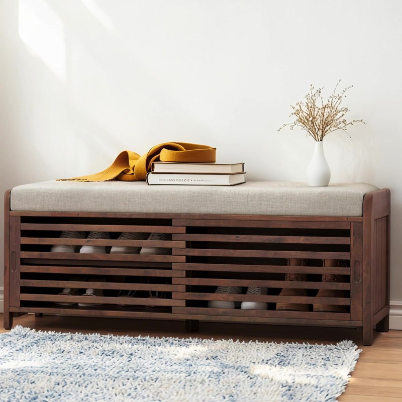 Banc à chaussures avec rangement et coussin