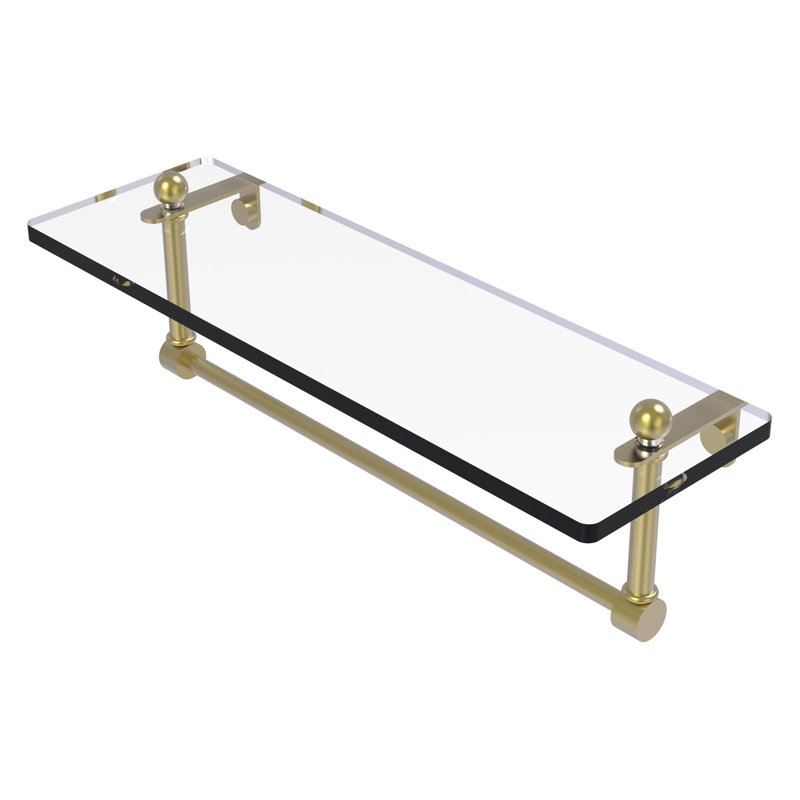 Ballenas Bracket Shelf with Towel Bar, 16", Satin Brass