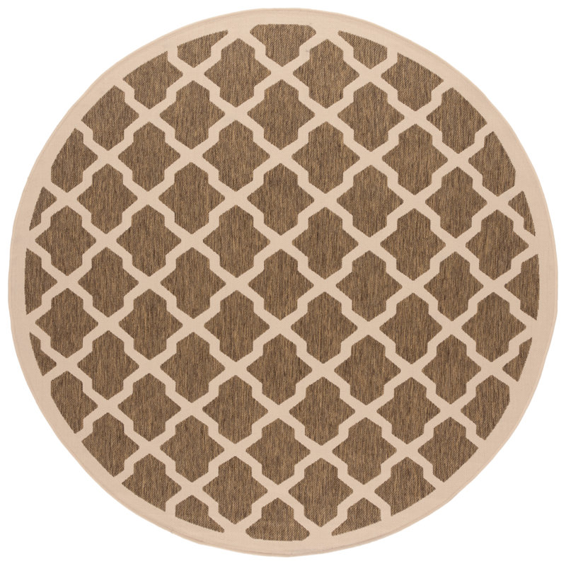 Herefordshire Performance Geometric Indoor/Outdoor Area Rug, Round 7'1
