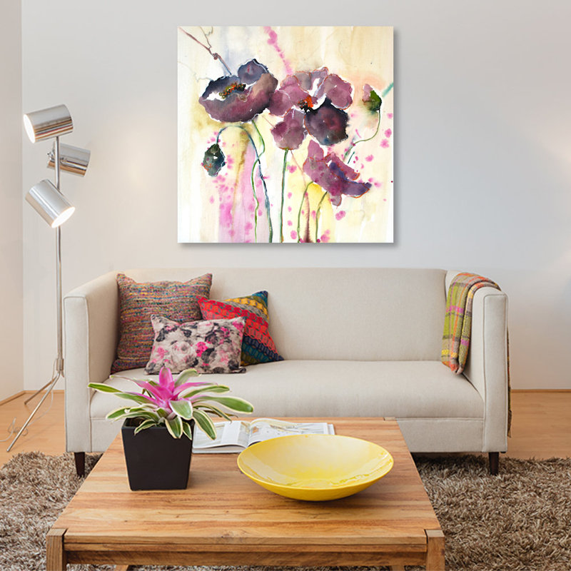 « plum pops ii », reproduction sur toile, H 12 po x l 12 po x P 0,75 po, Toile tendue, Pas de tapis