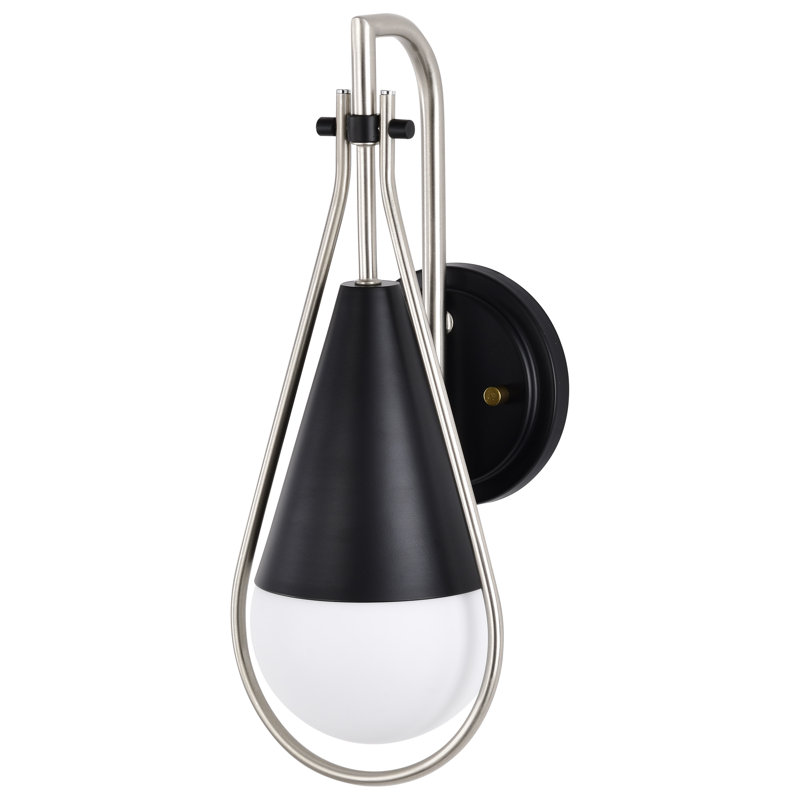 Clem Dimmable Bath Sconce, Matte Black/Brushed Nickel 