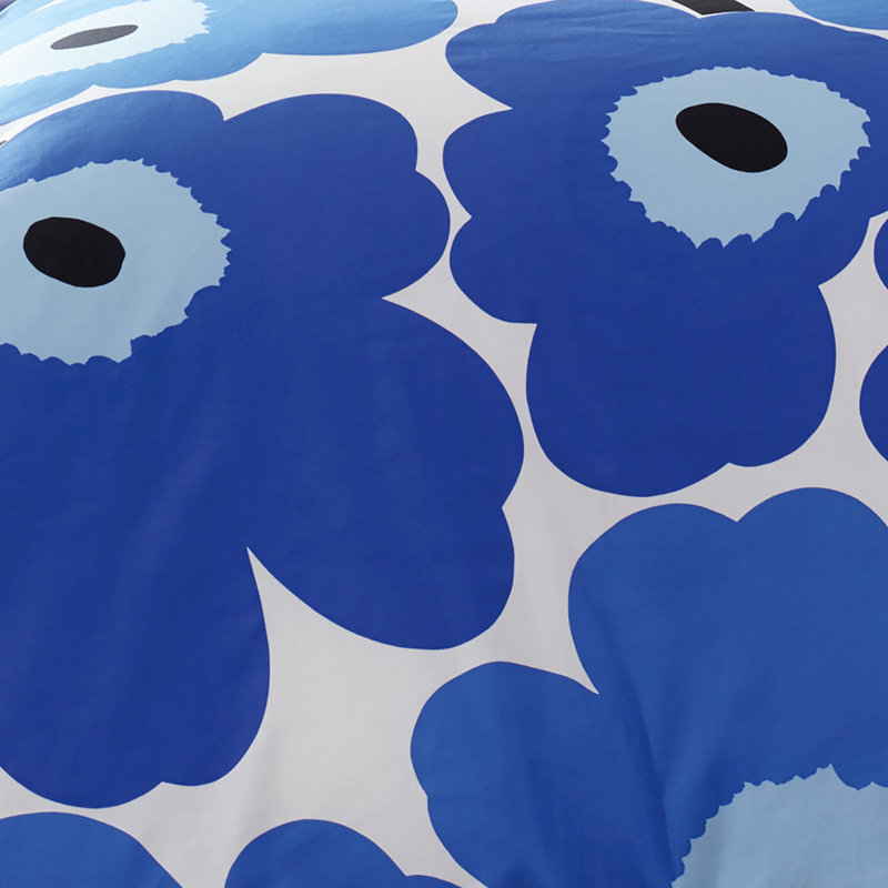 Marimekko Unikko Cotton Comforter Set, Twin Comforter + 1 Standard Sham, Blue