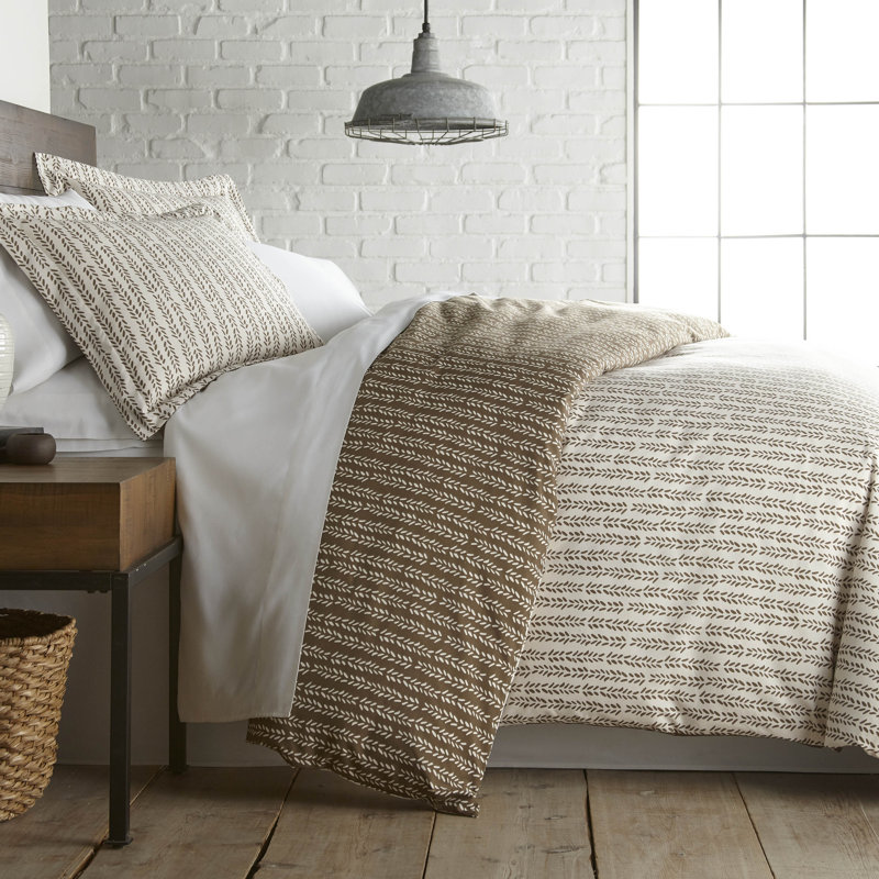 Ensemble de housse de couette réversible à motif de vignes charmantes Vilano Choice, Brun