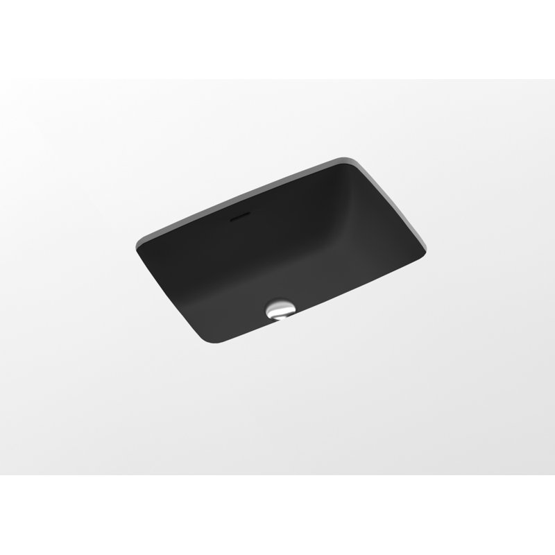 Lavabo de salle de bain encastrable en résine noire mate 23,6 po x 16,4 po Badeloft UB-01-MBLK, Noir mat