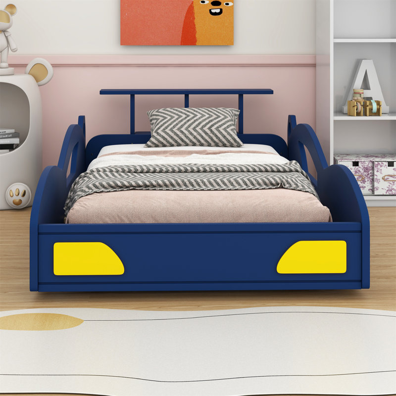 Lit plateforme en forme de voiture, Bleu