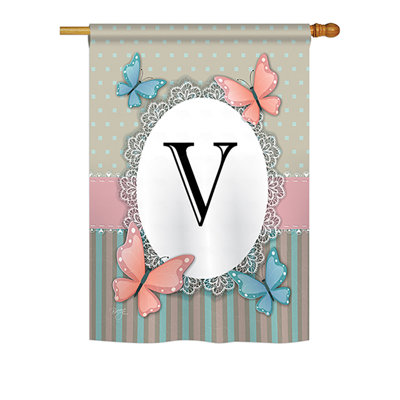 Drapeau de maison / jardin en polyester monogramme à 2 faces Shellman Butterflies