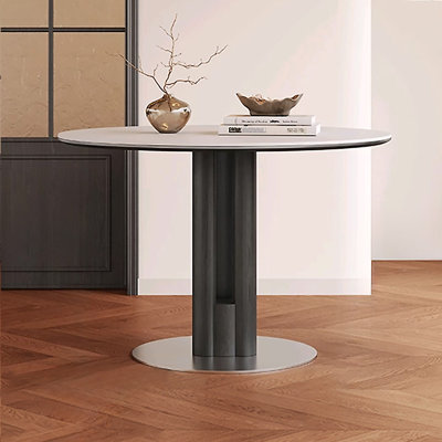 White Brown Sintered Stone Ash Iron Dining table