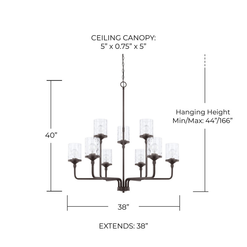 Colton Dimmable Classic / Traditional Chandelier, Bronze, 9
