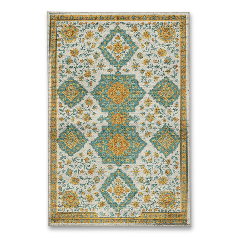 Tapis beige tissé traditionnel Mosso, 4 pi 7 po x 6 pi 7 po