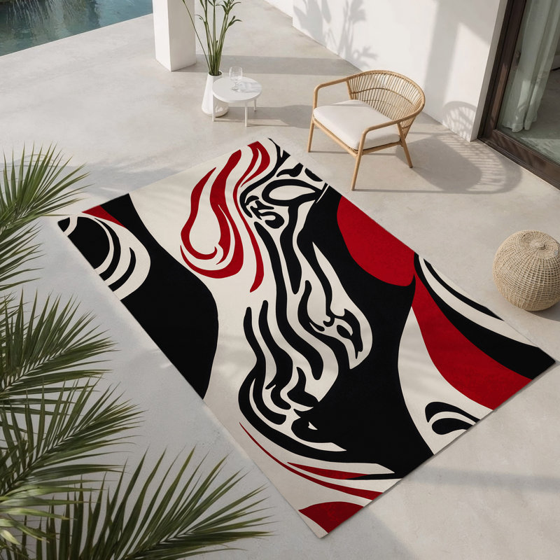Tapis intérieur et extérieur Fiery Harmony, Rectangulaire 3 pi x 5 pi