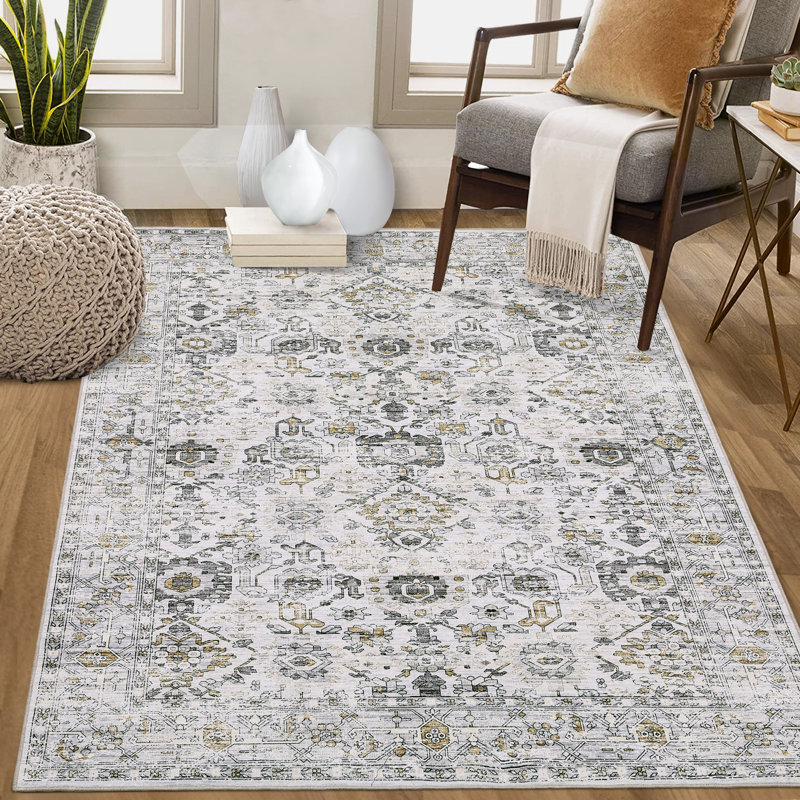 2x6 Runner Rug Machine Washable Rugs Non Slip Rug Vintage Rug Foldable Carpet for Kitchen Entrance Hallway, Runner 2' x 6'