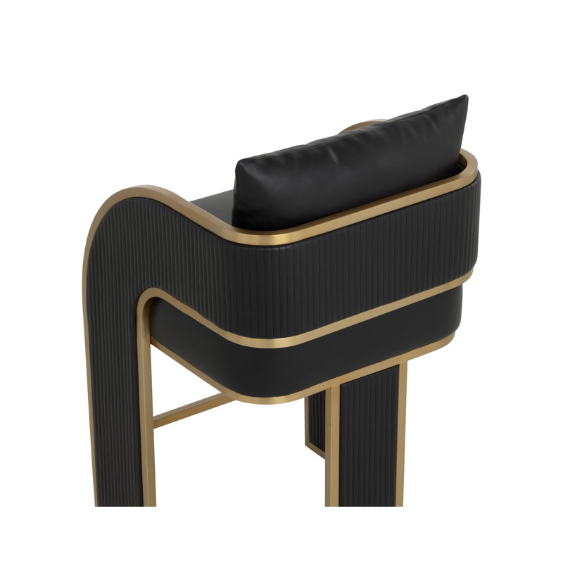 BAZ Upholstered Stool, Black, Counter Stool (26” Seat Height)
