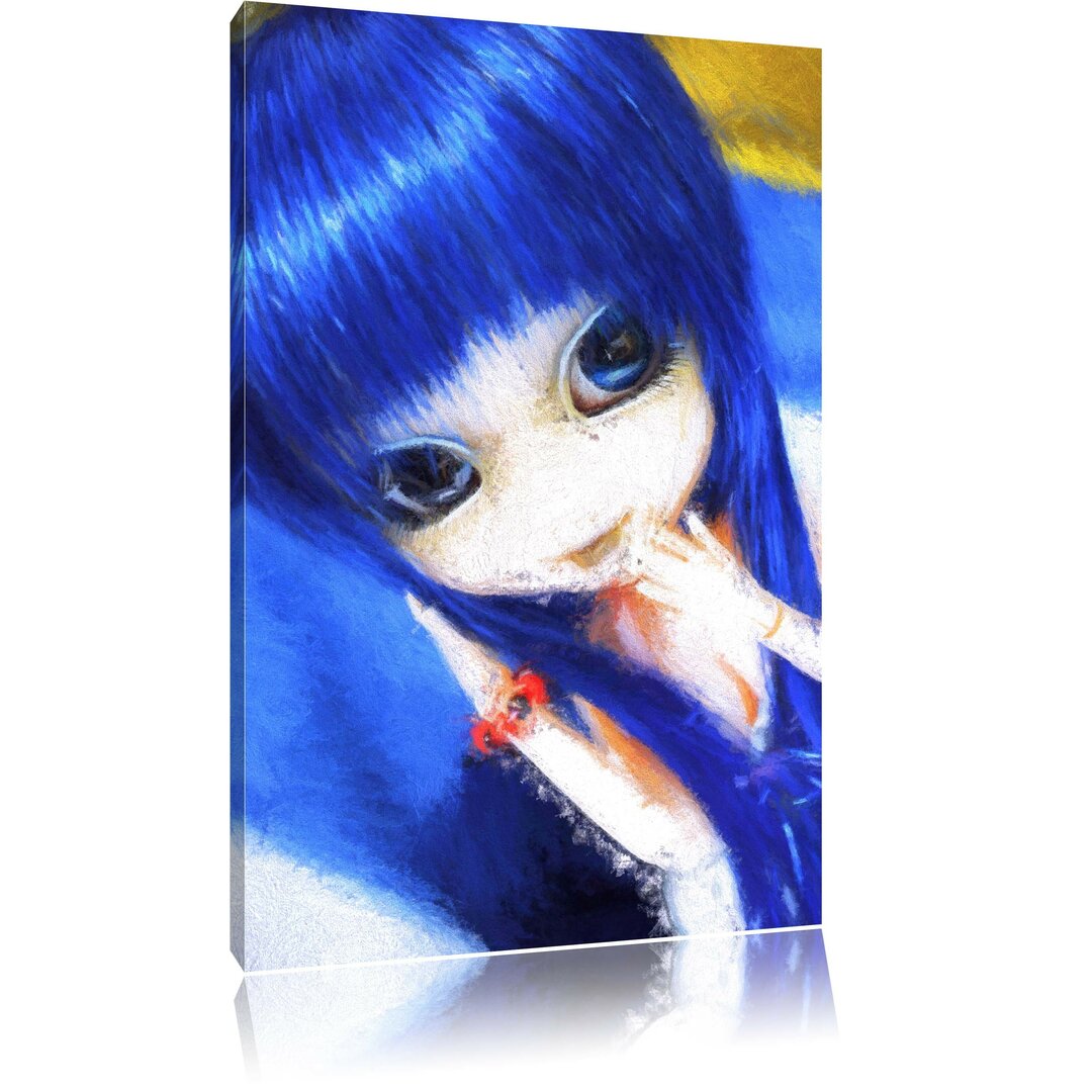 Leinwandbild Pullip-Puppe mit blauen Haaren